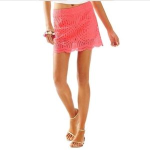 Lilly Pulitzer Coral skirt Alice Knotty 2 NWOT
